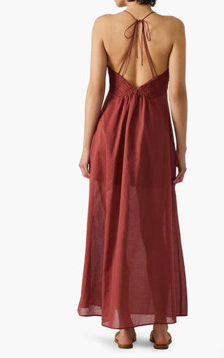 Brianna Side Slit Sleeveless Cotton Maxi Dress