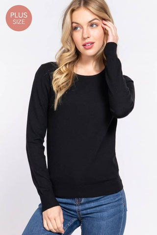 The Plus Long Sleeve Crew Neck Basic Sweater
