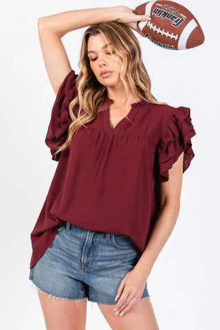 The Classic -RUFFLE SLEEVE BLOUSE