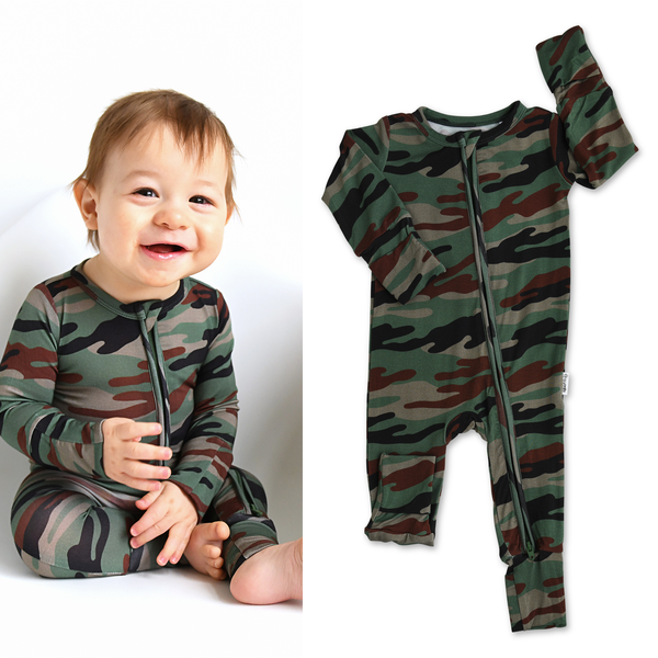 Gigi and Max - Bamboo Baby Pajama Sleepies Little Baby Zip Camo