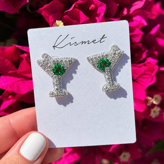 Martini Hand Made Embellished Beaded Stud Earrings