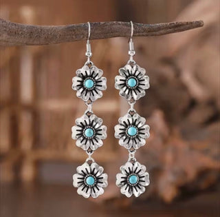 Turquoise Flower Drop Earrings