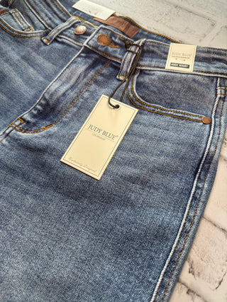 Judy Blue High Waist 2 Button Mid Length Dad Shorts