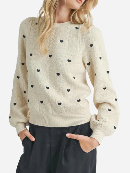 Sadie & Sage- Heart Eyes Embroidered Sweater