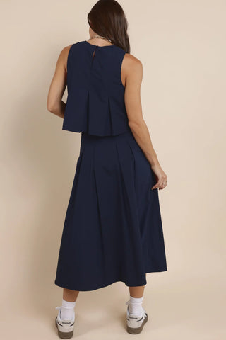 Ocean Calls Pleated Midi Skirt