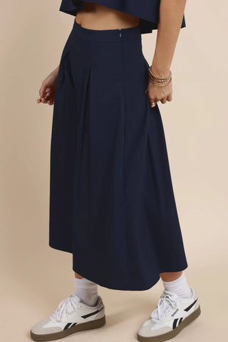Ocean Calls Pleated Midi Skirt