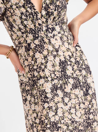 Painted Fields V Neck Midi Dress