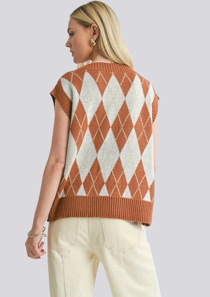 Sage The Label- Shawna Argyle Sweater Vest