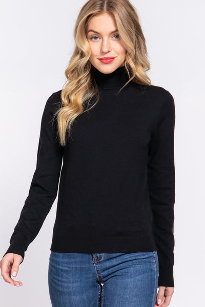 Long Sleeve Viscose Turtle Neck Sweater