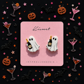 Champagne Popping Ghost Stud Earrings