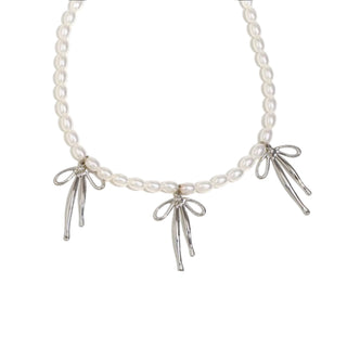 Pearl Bow Collar Necklace