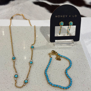 Falling Water Turquoise and Crystal Layering Necklace