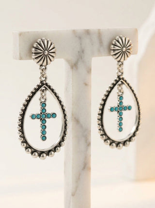 Turquoise Cross Earrings