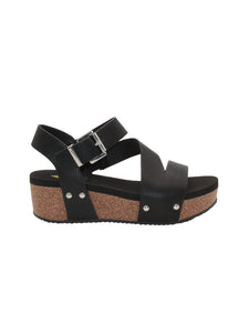 Volatile- Biloxi Strappy Wedge- Black