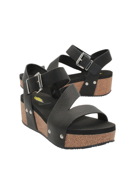 Volatile- Biloxi Strappy Wedge- Black