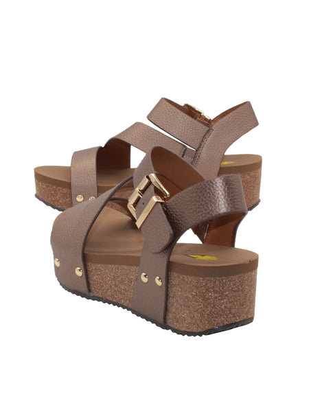 Volatile- Biloxi Strappy Wedge- Bronze