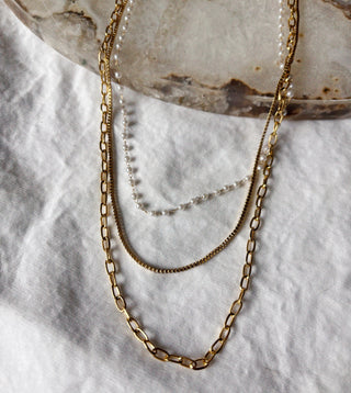 Tides Pearl Triple Layered Chain Necklace