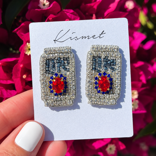 Lite Beer Hand Made Embellished Beaded Stud Earrings