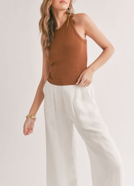 Sadie & Sage- Marshmallow Racerback Crop Tank- Brown