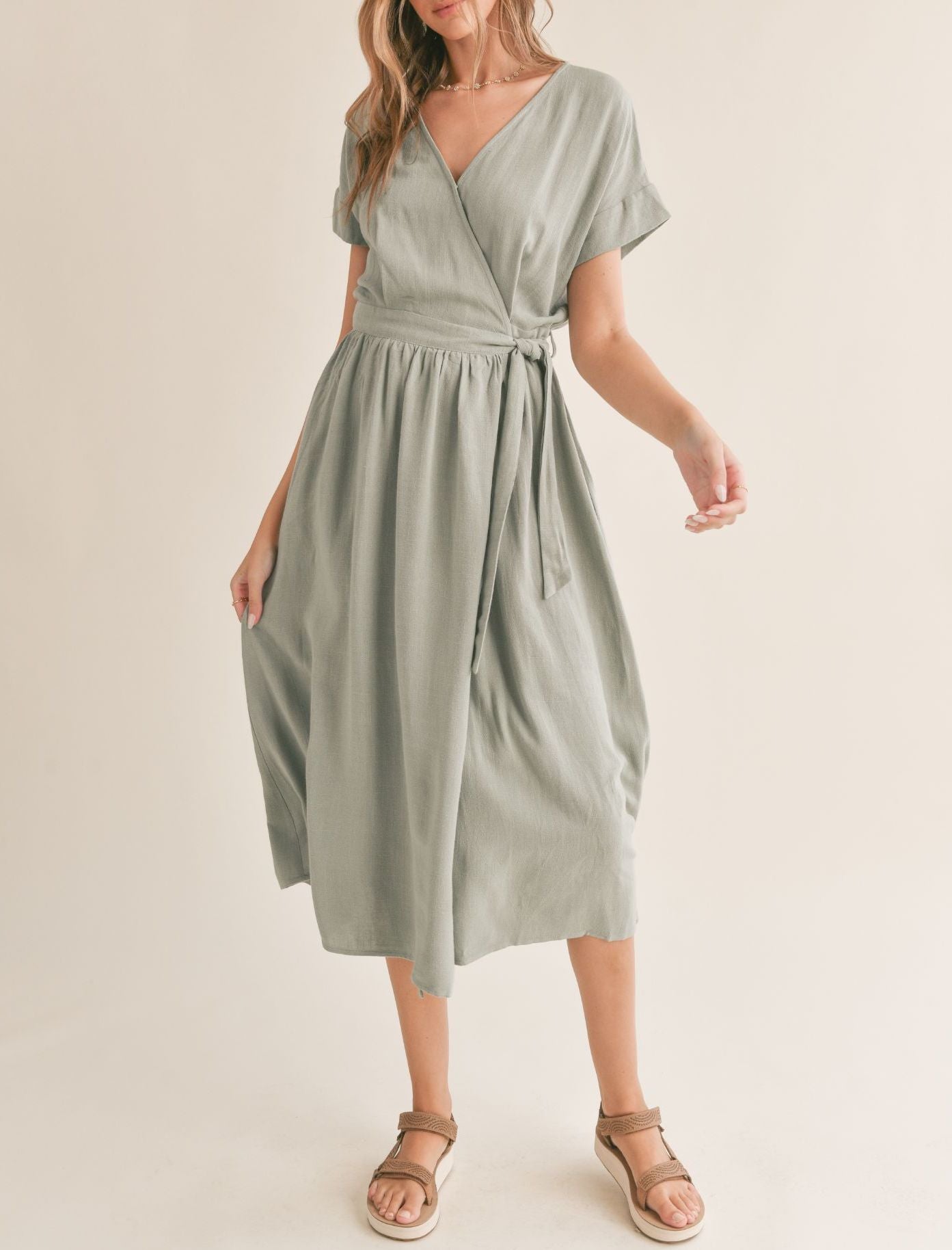 Sadie & Sage- Botanical Wrap Midi Dress