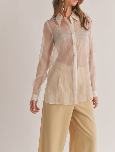 Sage The Label- Blurred Sheer Button Down