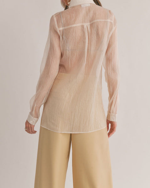 Sage The Label- Blurred Sheer Button Down