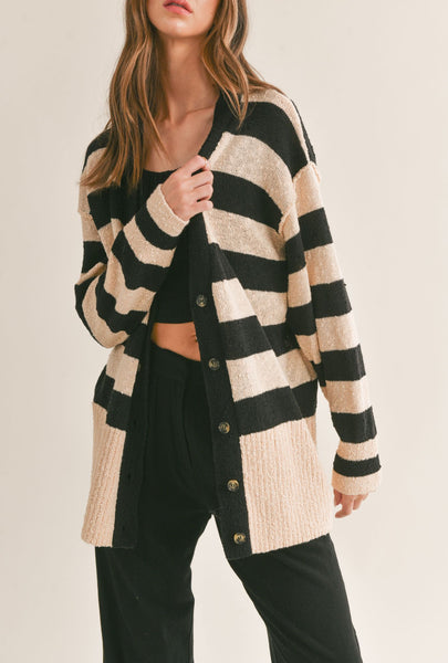 Sage The Label- Krissy Striped Oversized Cardi