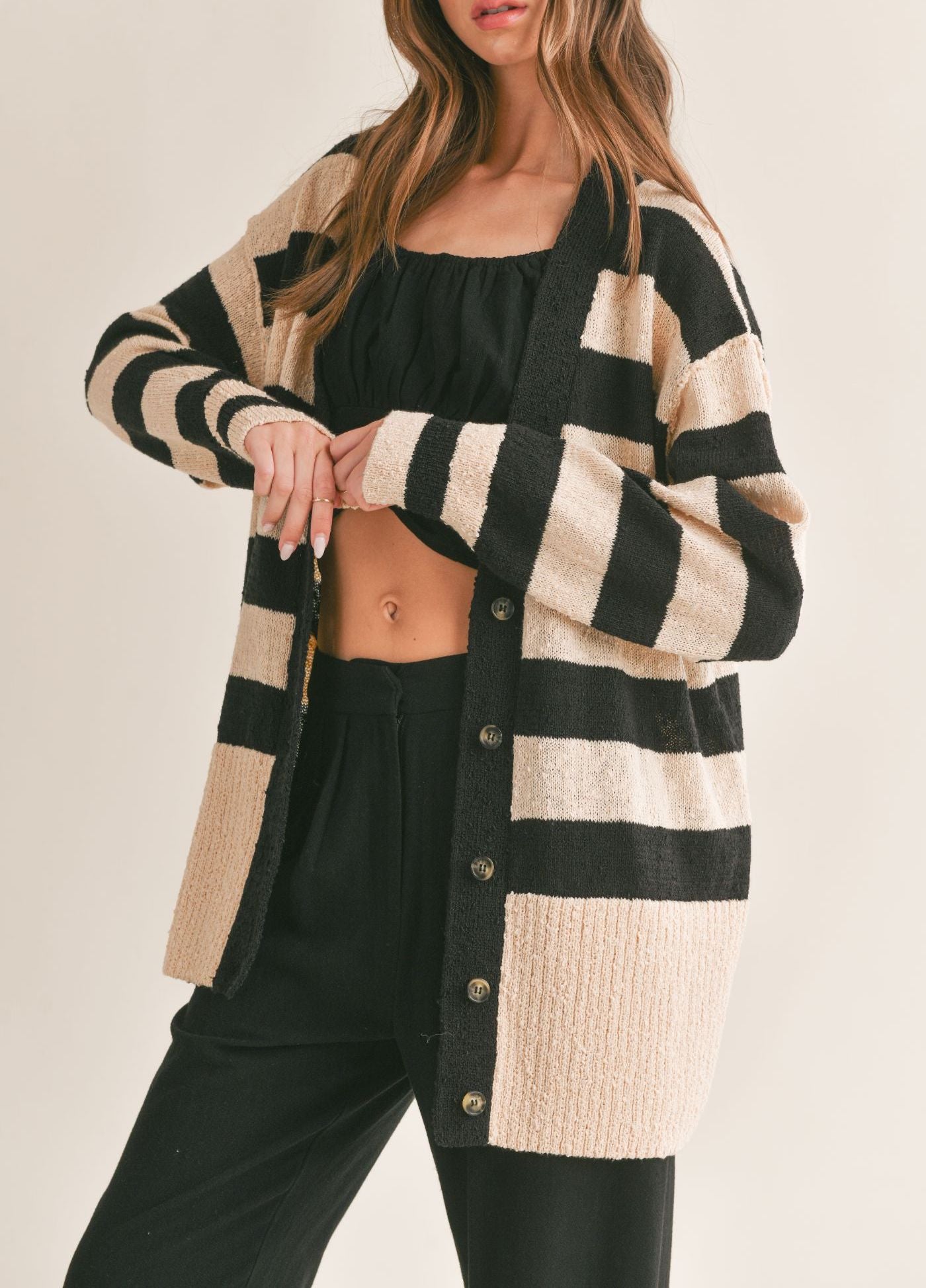 Sage The Label- Krissy Striped Oversized Cardi