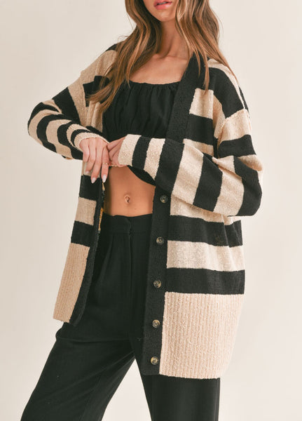 Sage The Label- Krissy Striped Oversized Cardi