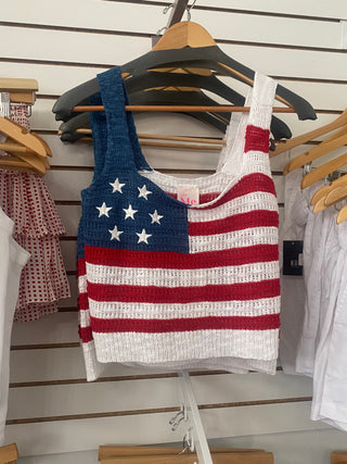 4th Of July Flag Sweater Tank