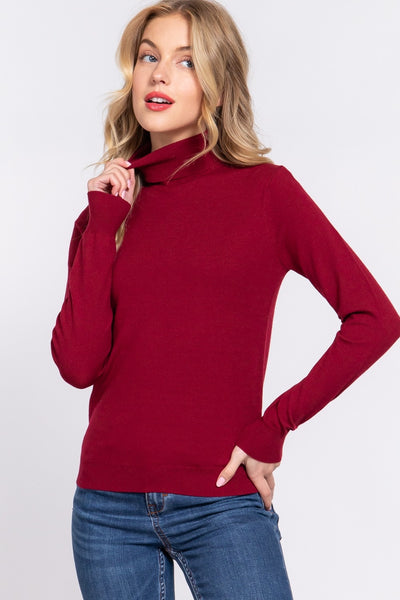 Long Sleeve Viscose Turtle Neck Sweater