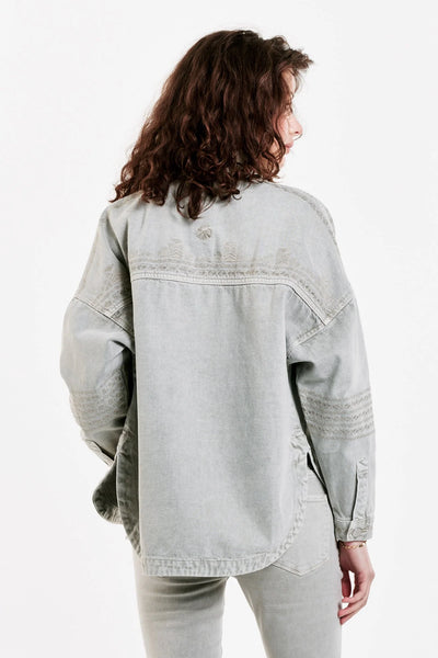 Dear John- Gina Denim Shacket (Oyster Gray)