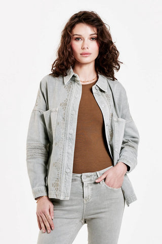 Dear John- Gina Denim Shacket (Oyster Gray)