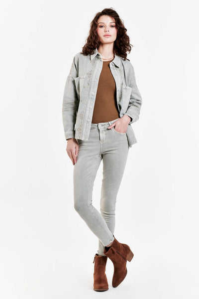 Dear John- Gina Denim Shacket (Oyster Gray)