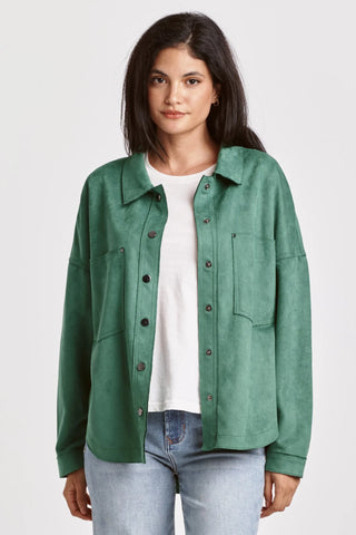 Dear John- Gina Shirt Jacket- Nephrite Suede