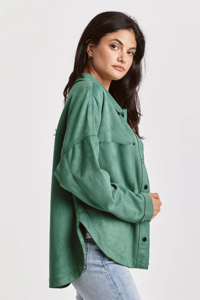 Dear John- Gina Shirt Jacket- Nephrite Suede