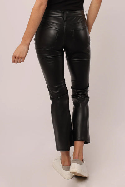 Dear John- Jeanne Super High Rise Cropped Flare (Vegan Black Leather)