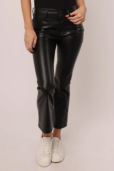 Dear John- Jeanne Super High Rise Cropped Flare (Vegan Black Leather)