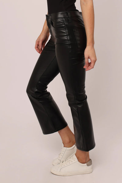 Dear John- Jeanne Super High Rise Cropped Flare (Vegan Black Leather)