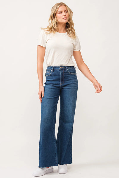 Dear John- Fiona HIgh Rise Raw Hem Wide Leg- Borealis