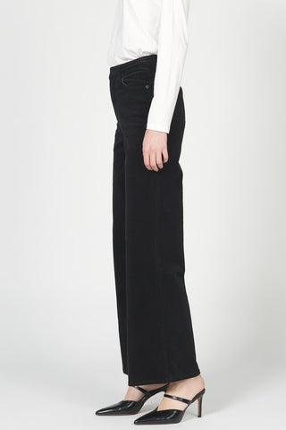 FIONA WIDE LEG PANT CORDUROY-Black