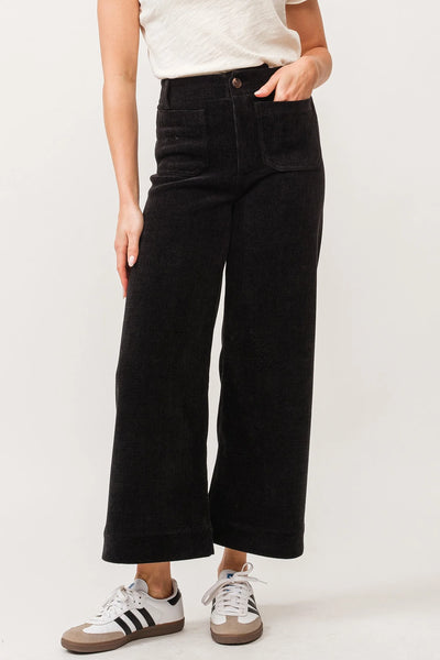 Dear John- Audrey HIgh Rise Wide Leg- Black Chenille