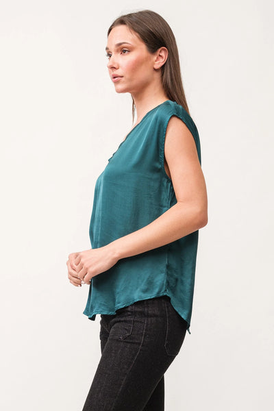 Dear John- Yanis V-Neck Sleeveless Top- Deep Teal