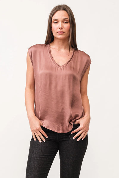 Dear John- Yanis V-Neck Sleeveless Top- Marron