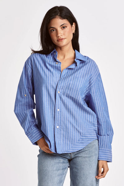 Dear John- Lola Oversized Shirt- French Blue Stripe