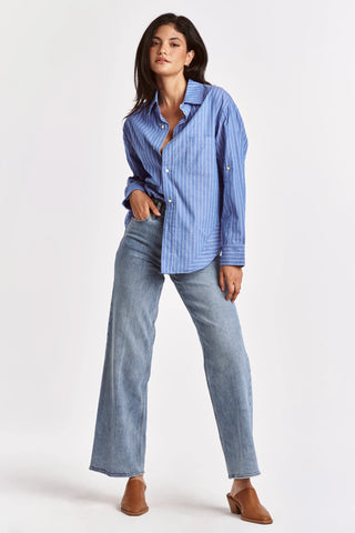 Dear John- Lola Oversized Shirt- French Blue Stripe