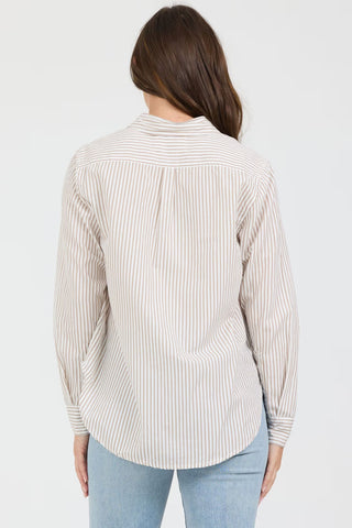 Lolita Shirt- Khaki Stripe