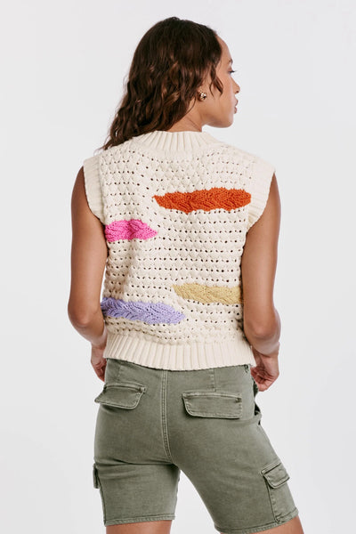 Dear John- Gabra Pointelle Sweater Vest- Sprinkled