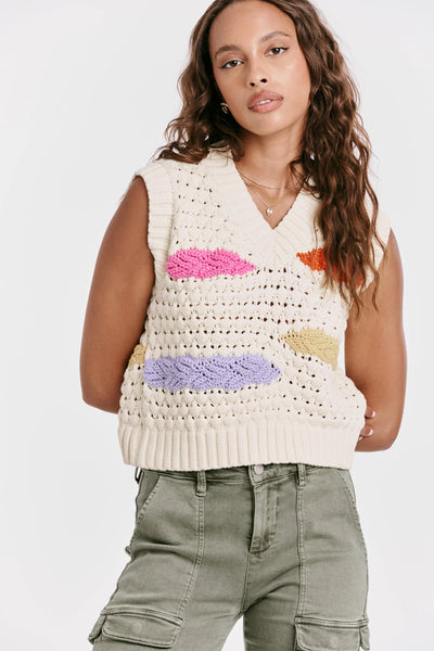 Dear John- Gabra Pointelle Sweater Vest- Sprinkled