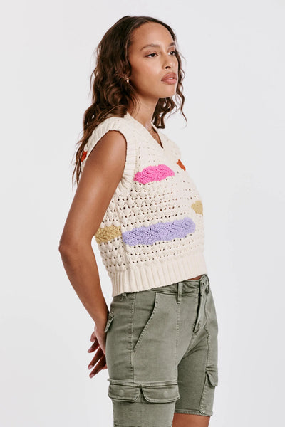 Dear John- Gabra Pointelle Sweater Vest- Sprinkled